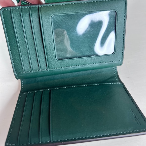 COACH Georgia Satchel Green Pebbled Leather Shoulder Crossbody Bag w Wallet - Picture 13 of 16